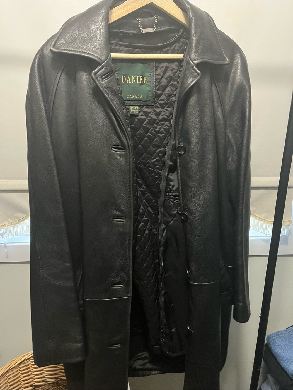 Danier Black Leather Trench Coat